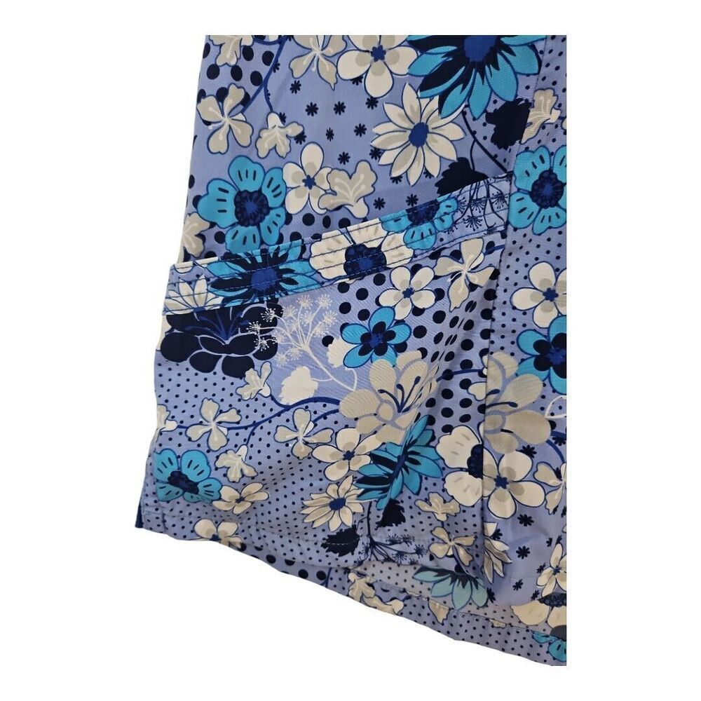 Happy Scrubs Navy Blue Floral V-neck Scrub Top Size L - Picture 3 of 8